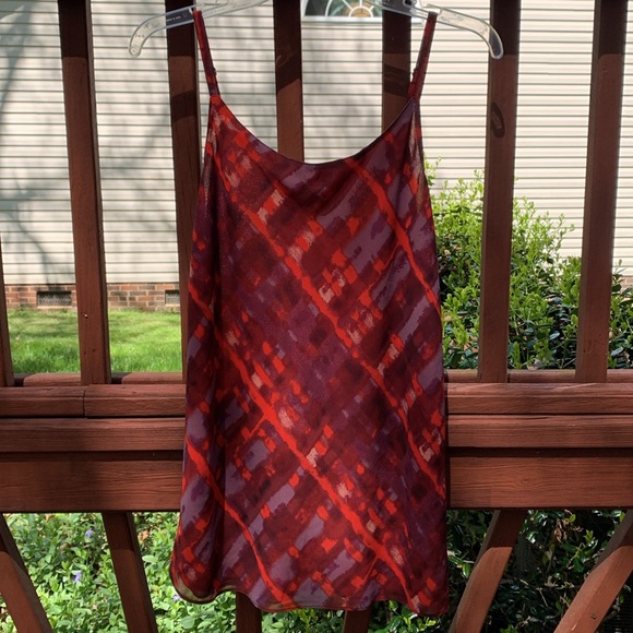 CAbi Red & Maroon/Dark Red Tank Blouse, 100% polyester, S - Picture 2 of 15